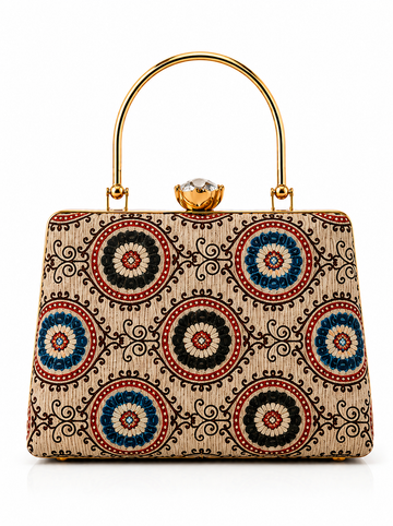 Traditional Mandala Pattern Box Clutch – Handcrafted Ethnic Designer Handbag