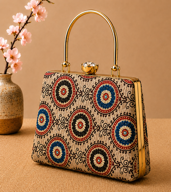 Traditional Mandala Pattern Box Clutch – Handcrafted Ethnic Designer Handbag