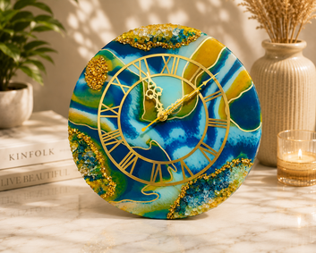 Ocean Luxe Resin Wall Clock